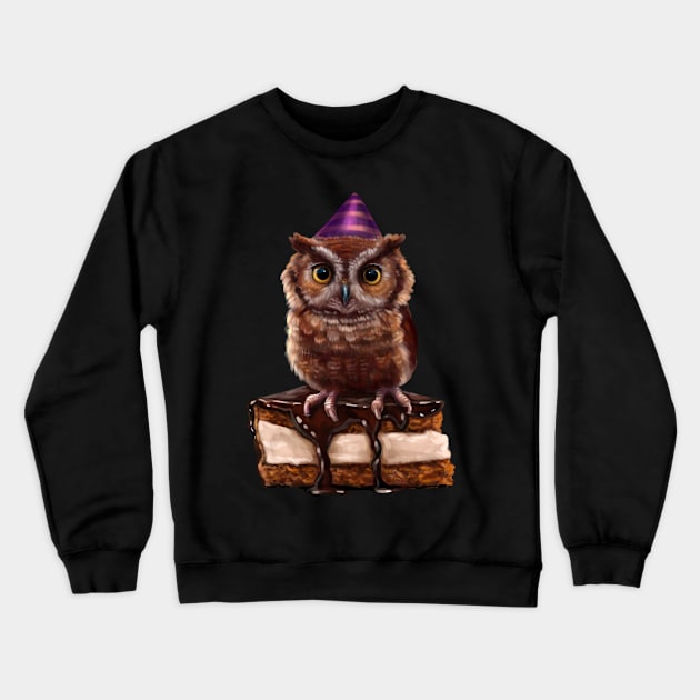 Owl on the cake Crewneck Sweatshirt by Magical Forest